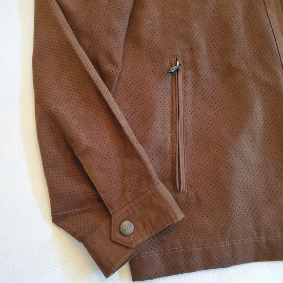 WEATHERPROOF Men's Brown Lightweight Suede Jacket, Size L - Picture 8 of 14